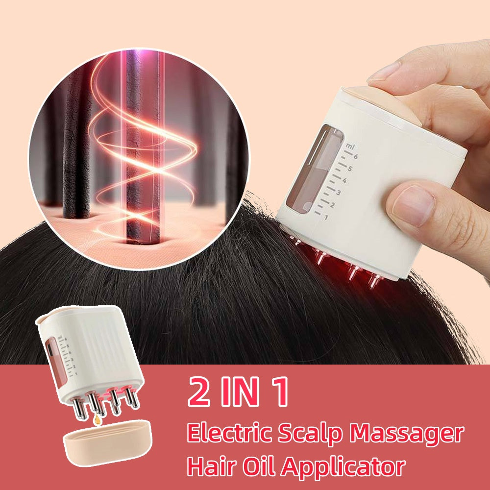 2 in 1 Electric Scalp Massager and Hair Oil Applicator Hair Massager Scalp Applicator Brush for Hair Treatment Growth